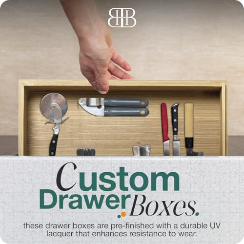 B&B HARDWARE Drawer Organizer – Customizable Pull-Out Storage for Pantry Cabinets – Drawer in UV-Lacquered Birch or Particleboard with Vinyl Wrap -