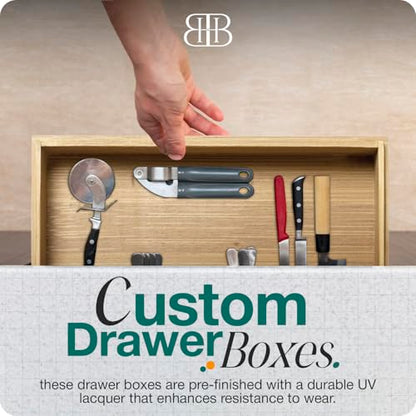 B&B HARDWARE Drawer Organizer – Customizable Pull-Out Storage for Pantry Cabinets – Drawer in UV-Lacquered Birch or Particleboard with Vinyl Wrap -