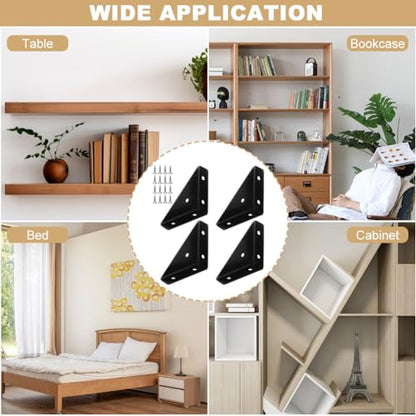 4Pcs Corner Brace Brackets,Cabinet Corner Bracket with Screws,Right Angle Shelf Bracket,Corner Protector for Furniture,Brace Bracket for Table,Bed,Cabinet,Shoe Rack,Bookshelf ﻿