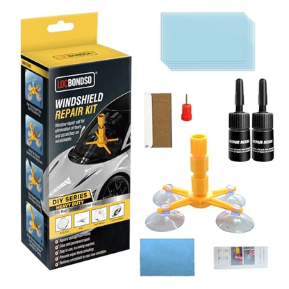 LOCBONDSO Windshield Repair Kit, Upgraded Fast-Curing Resin & Pressure Syringe, Quick Fix Auto Glass Repair for Chips, Cracks, Star & Bulls-Eye Damage, Long-Lasting Car Windshield Repair