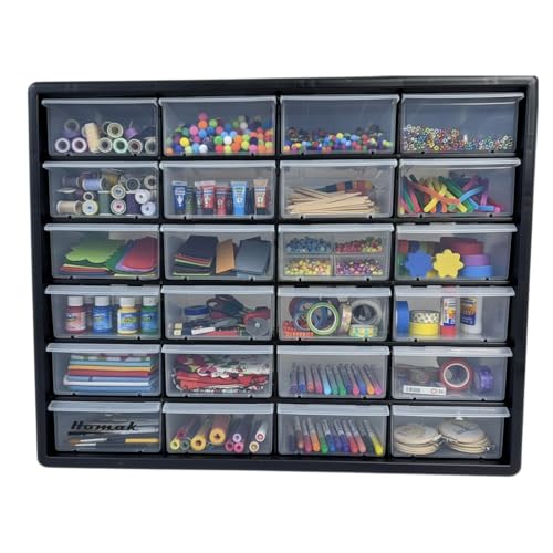 Homak 24-Drawer Parts Organizer, Black, HA01024152 - size: 24-Drawer