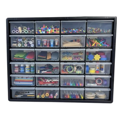 Homak 24-Drawer Parts Organizer, Black, HA01024152 - size: 24-Drawer