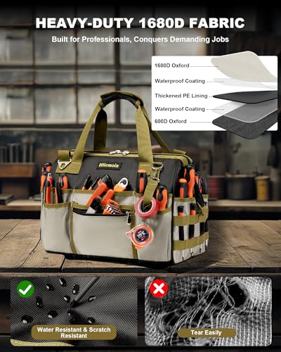 16.5-Inch Heavy Duty Tool Bags for Men, 32-Pocket Large Tool Organizer Storage, 1680D Oxford Tool Bag with Adjustable Shoulder Straps, Tool Storage Bag for HVAC, Electrician, Carpenter, Mechanic