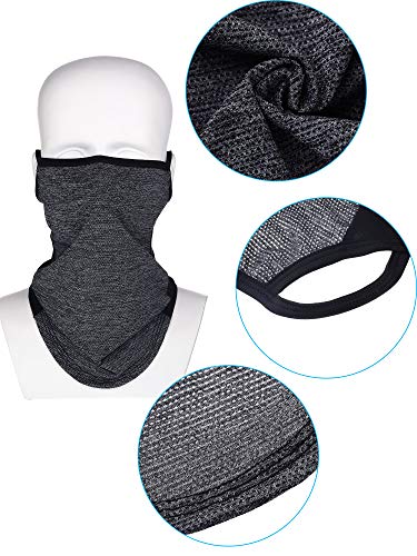 SATINIOR 4 Pcs Neck Gaiter with Ear Loops Neck Covers Bandana Cloth Face Gaiter Mask for Men Women Summer Non Slip Headwear - color: Black, Grey and Black