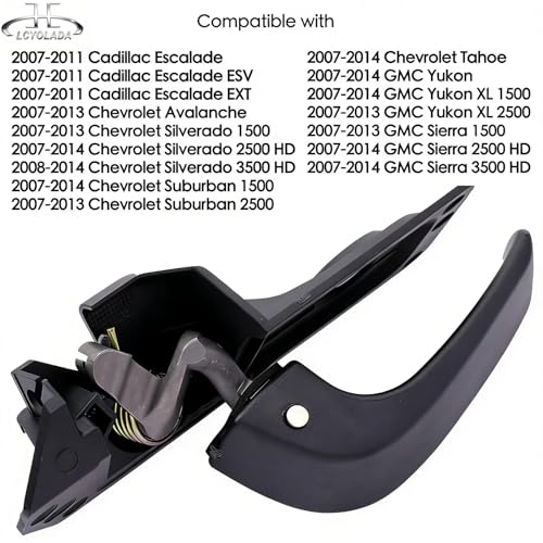 Interior Inside Front Right Passenger Door Handle Compatible with 2007-2014 Chevy Silverado Avalanche Suburban Tahoe Escalade Sierra Models, Replace OE# 80375,20833602 - color: Right Passenger Side