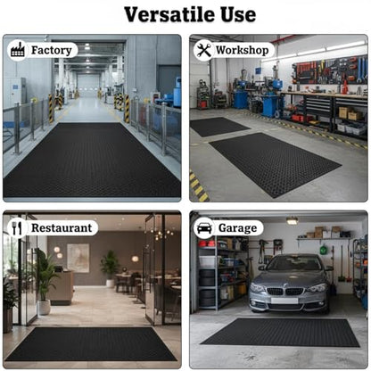 Heavy Duty Floor Mat Rolls, Industrial Non-Slip PVC Workbench Mat for Garage Warehouse Gym Factory, Easy to Cut Flooring Mat, Under Car Parking Mats(5ft x 8ft/1.52m x 2.44m, Black) - size: 5ft x 8ft/1.52m x 2.44m