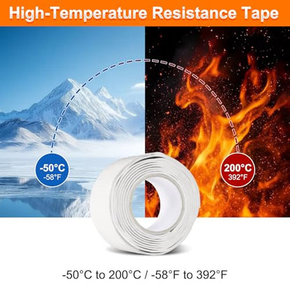 uxcell 2 Pcs Self Fusing Silicone Tape, 1" x 3ft Waterproof Water Leak Sealing Tape for Plumbing Pipe Hose Repair Handles, White (0.5mm Thick) - color: White