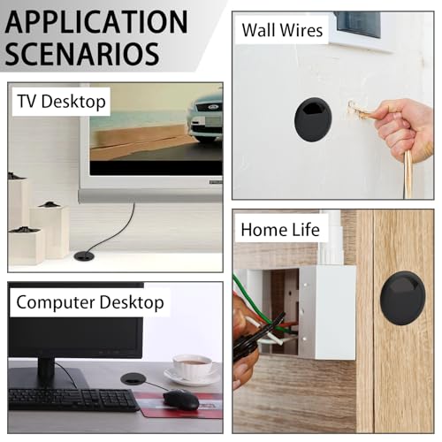 2-3/8 Inch(60mm) Desk Grommet,13 Pieces Wire Grommet, Desk Hole Cover for Cables with Hole Saw,Plastic Cable Cord Wire Hole Cover for Desk, Table,Cabinet,Countertop and Other Furniture(Black) - size: 2-3/8IN/60mm Black-Fan