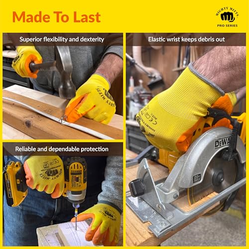Multi-Use Work Gloves (12 Pack) – Non-Slip Grip and Cut-Resistant Safety Work Gloves with Stretchable Comfort Fit - size: Medium