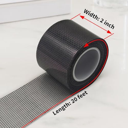 Windows Screen Repair Tape, 2 in x 20 FT Strong Adhesive Fiberglass Mesh Patch Tape, Waterproof Screen Rrepair Kit for Windows or Doors