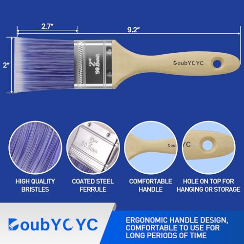 Paint Brushes - 24 Pack, 2" Flat Brushes, Paint Brush Set, Wood Paint Brushes for Walls, Stain & All Oil Paints - Home Improvement - Interior & Exterior Use - color: 24 Pack