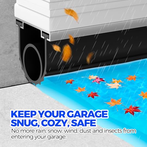 Holikme Garage Door Seals Bottom Rubber, Flexible EPDM Garage Door Seal, Garage Door Weather Stripping Kit Seal Strip Replacement, 5/16 Inch T-End, 4 1/8 Inch Width (11Ft, Black) - size: 11ft-black-epdm