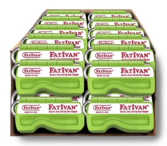 The Original Fat Ivan Fold Up Doorstop Wedge with Magnet - for Moving Office Home or School - Great for Police, Admin, Firefighters and Any time You Need a Door to Stay Open - color: Green, size: 24 Pack