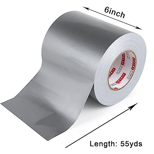 JIALAI HOME Duct Tape 6" Wide, 6 inch Wide Duct Tape Heavy Duty Waterproof 55 Yards (164 ft) Silver, UV Resistant for Crafts, Home Improvement, Repairs, & Projects - color: Silver