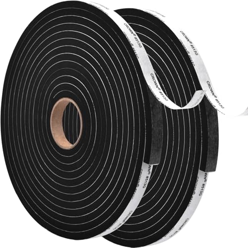 Weather Stripping Door Seal - Adhesive Foam Tape Soundproof Weatherstripping for Windows,1/2 Inch Wide X 1/4 Inch Thick,2 Rolls Total 33FT Black,High Density (1/2In x 1/4In x 33Ft) - size: 1/2In x 1/4In x 33Ft