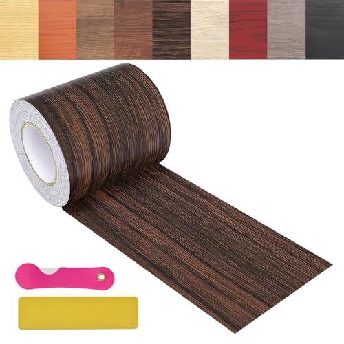 Wood Grain Repair Tape, 2.4inch X 32ft Self Adhesive Wood Colored Tape for Tables, Chairs, Baseboards, Doors, Windows, Floors, Handicraft DIY. - color: Walnut-colored, size: 2.4in*32ft