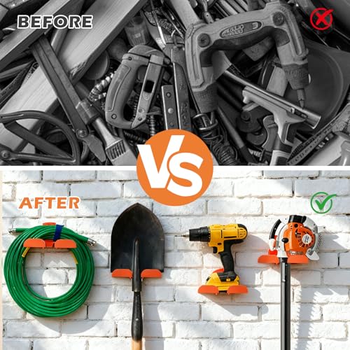 Trimmer Rack Wall Mount - Heavy Duty Wall Hanger for Grass Trimmer Garden Tools Chainsaw Hedge Trimmer 2 Pack Orange - size: 2 PACK