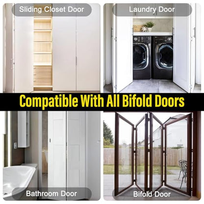 Bifold Door Hardware Repair Kit, 2 Pack Bifold Closet Door Hardware, Folding Door Hardware Include Top & Bottom Bracket, 3/8" Pivot, 7/8" Guides Wheel, for Folding Pocket Door Replacement