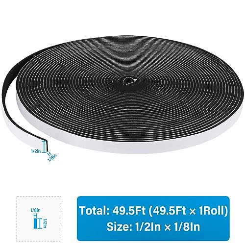 DGSL Foam Insulation Tape, 1/2In x 1/8In x 49.5Ft Weather Stripping Door Seal Strip for Doors and Windows,Sliding Door,Sound Proof Soundproofing Door Seal,Weatherstrip,Air Conditioning Seal Strip - size: 1/2In x 1/8In x 49.5Ft