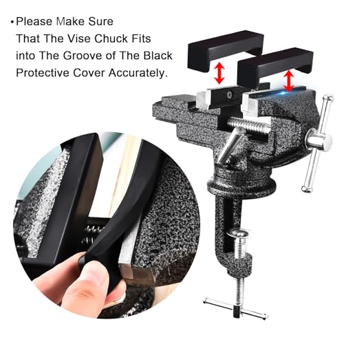 GOXAWEE Universal Bench Vise, 3.15 Inch Table Clamp, 360-Degree Swivel Base, Small Home Vice, Clamp-on Tool for Woodworking, Cutting Conduit, Small DIY Projects, Craft Creation, Sculpting and Modeling