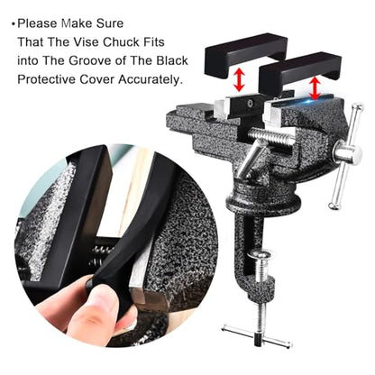 GOXAWEE Universal Bench Vise, 3.15 Inch Table Clamp, 360-Degree Swivel Base, Small Home Vice, Clamp-on Tool for Woodworking, Cutting Conduit, Small DIY Projects, Craft Creation, Sculpting and Modeling