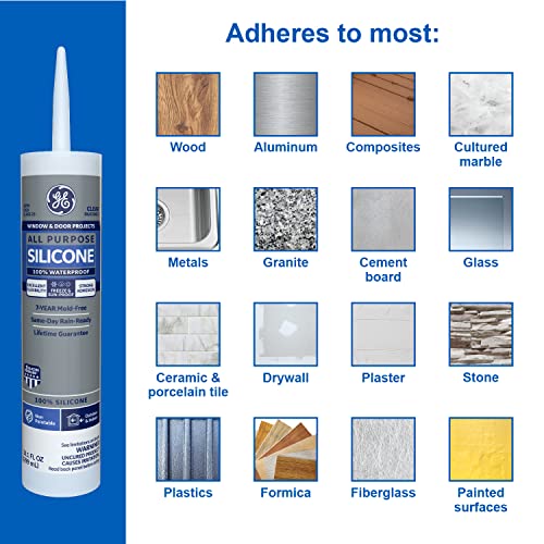 GE Silicone Caulk, 100% Waterproof, Clear | Pack of 2 | 10 oz Cartridge | Stronger Adhesion | Freeze & Sun Proof