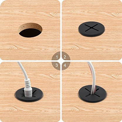 Desk Grommet, 1 Inch Flexible Rubber Grommets, Silicone Cable Cord Grommet Wire Hole Cover for Desk, Table and Other Furnitures(12Pack) - size: 1IN/25mm Black