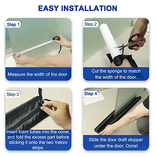 Adjustable Under Door Draft Stopper - Effectively Blocks Cold Air, Wind, Dust, and Reduces Noise - 36" Length - size: 36 inches