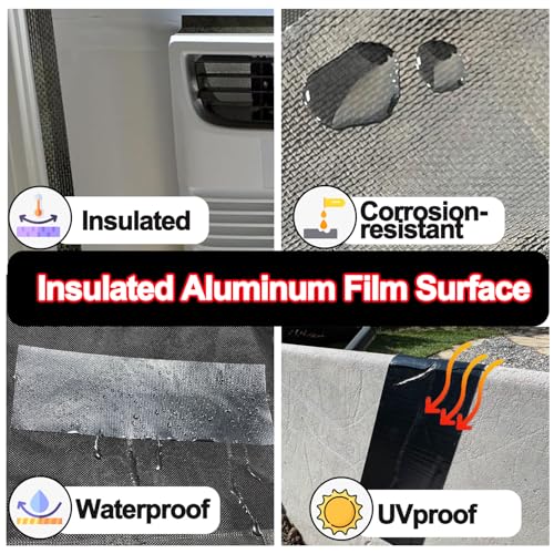 Awning Repair Tape Waterproof, Heavy Duty Outdoor Repair Tape for Tarp, Canvas, Tent, Boat Covers, Canopy, Sail Tape, Tent Repair Kit, UVproof and Heat-Resistant, Black