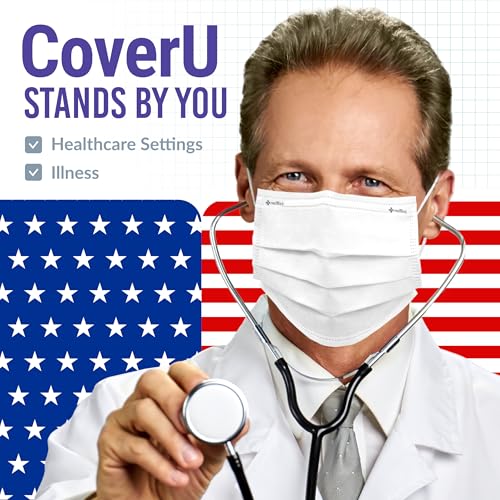Medtecs Face Mask Disposable - 50/2000 PCS - Comfortable 3 Layer Breathable Mask, The Better Protection and Health Choice - CoverU ASTM Level 1 Adult Mask - 50 PCS - White (USA) - color: White (Usa), size: Adult - 50PC