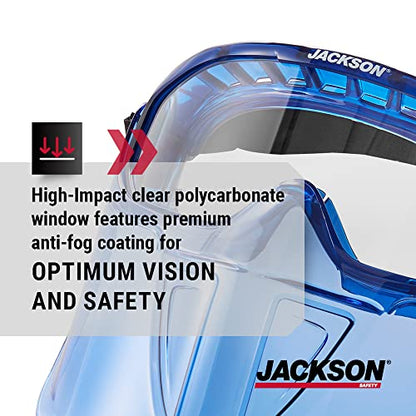 Jackson Safety GPL Series Safety Goggles with Detachable Flip-Up Face Shield - Anti-Fog Goggles for Men and Women, Fits Over Glasses - ANSI Z87.1 - Clear Lens - style: Clear Lens