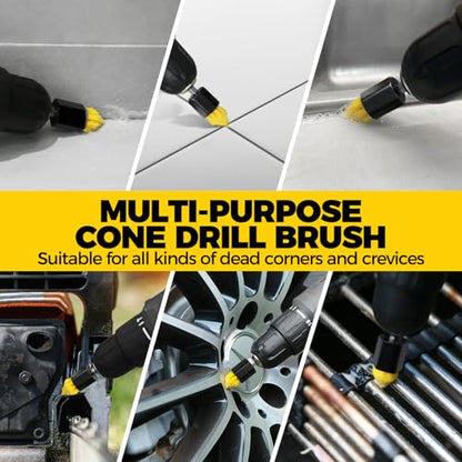 Holikme 6Pack Drill Brush Power Scrubber Cleaning Brush Extended Long Attachment Set All Purpose Drill Scrub Brushes Kit for Grout, Floor, Tub, Bathroom and Kitchen Surface,Scratch Brushes（Yellow） - color: Yellow
