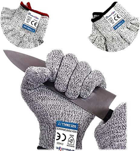 Dowellife Cut Resistant Gloves Food Grade Level 5 Protection, Safety Kitchen Cuts Gloves for Oyster Shucking, Fish Fillet Processing, Mandolin Slicing, Meat Cutting and Wood Carving. (Small-2 Pairs) - size: Small (Pack of 2), style: Original