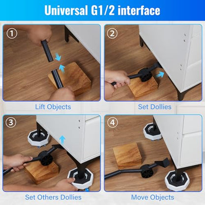 New Upgrade Furniture Sliders, Furniture Lift Heavy Duty Furniture Moving System with Roller Dolly Set Mover Tool Set750LBS- 4 Hexagonal Sliders with 4 Blue Wheels and Moving Rod - size: 770LBS