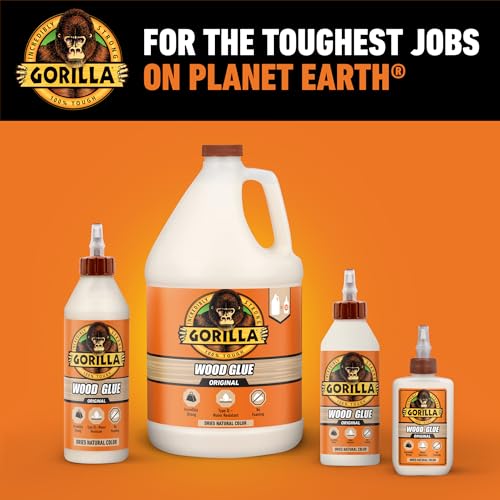 Gorilla Wood Glue; 8 Ounce Bottle; Natural Wood Color; (Pack of 1)