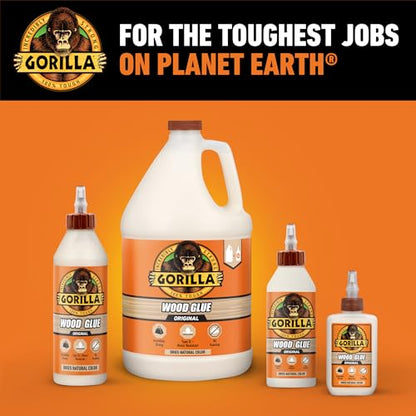 Gorilla Wood Glue, 18 Ounce Bottle, Natural Wood Color, (Pack of 1) - size: 18 Ounce
