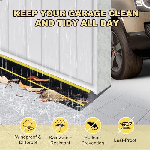 DGSL 16FT Garage Door Threshold Seal Strip, Upgrade 0.7'' Heavy Duty Garage Rubber Bottom Seal, DIY Weather Stripping Replacement with 2 Adhesives - size: 16 Feet