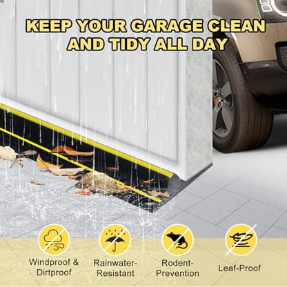 DGSL 16FT Garage Door Threshold Seal Strip, Upgrade 0.7'' Heavy Duty Garage Rubber Bottom Seal, DIY Weather Stripping Replacement with 2 Adhesives - size: 16 Feet