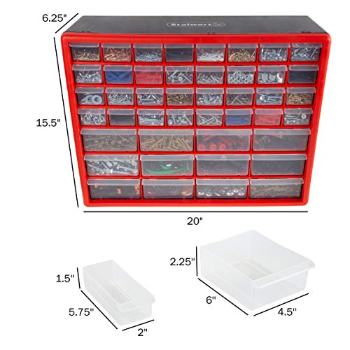 Storage Drawers-44 Compartment Organizer Desktop or Wall Mountable Container for Hardware, Parts, Craft Supplies, Beads, Jewelry, and More by Stalwart - style: 44 Drawers