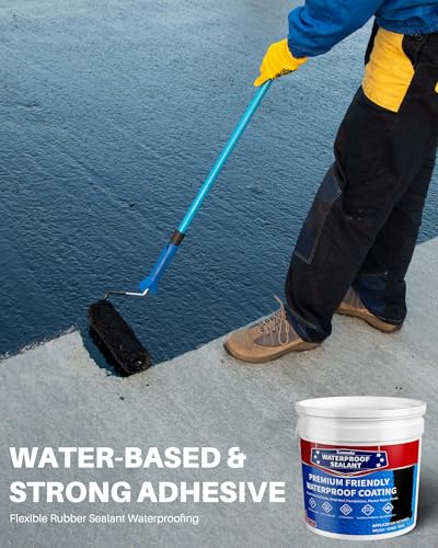 Liquid Water Proof Sealant Coating, 2 Gallon, Roof Leak Repair Coating Black, Water-Based Rubber Waterproof Sealant, Polyurethane Waterproof Coating for Roofs, Foundations, Basements - color: Black, size: 2 Gallon