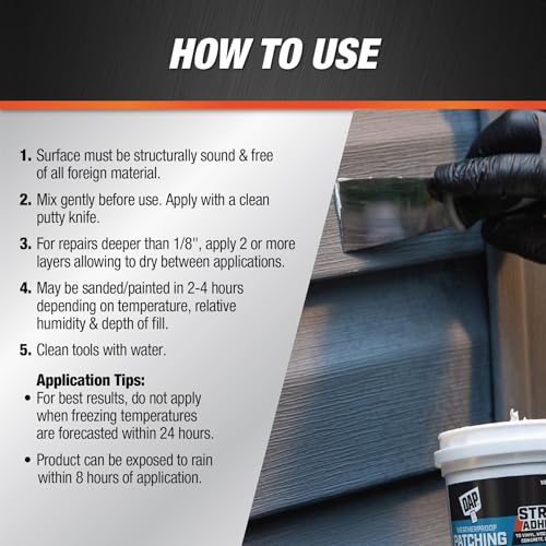 DAP Weatherproof Patching Compound, White, 16 Oz (7079818740) - size: 16 Fl Oz