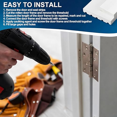 CroBlissful Pine Wood Door Frame Rot Repair Kit, 4-9/16 x 8 All-in-One Exterior Door Jamb Reinforcement Kit for Inward-Opening Doors & Window Sills, Durable Wetproof Paint, DIY Friendly - size: 4-9/16" W X 8" L