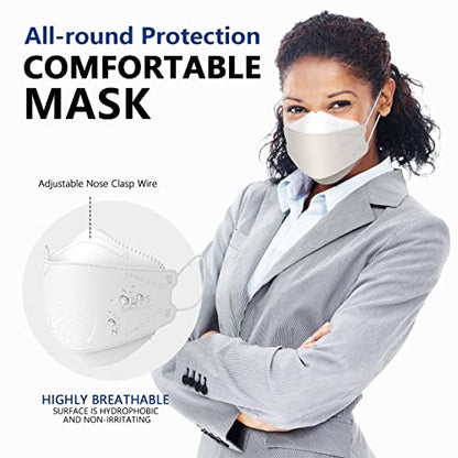 LEVENIS KN95 Face Masks 100 Pack, Breathable Comfortable and Disposable KN95 Mask, White - color: 100pcs Adult-white