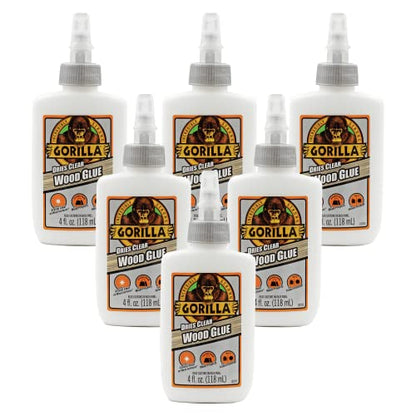 Gorilla Dries Clear Wood Glue, 4 Ounce Bottle (Pack of 6) - Water Resistant for Indoor or Outdoor Projects and Repairs - style: 6 - Pack