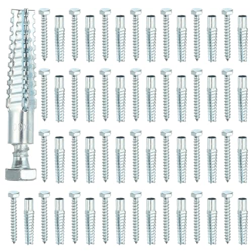 PATIKIL 30 Pcs Drywall Hollow Wall Anchors with Screws 0.31 x 2.56, Steel Dry Wall Anchors Kit for Wooden Concrete Plaster Hinge Hole Repair, Silver (10 x 60mm) - size: 10 x 60mm