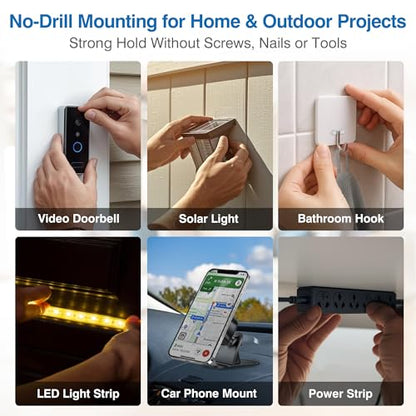 Heavy Duty Double-Sided Adhesive Pads – 48 Pre-Cut Foam Mounting Squares with Adhesion Promoter, Heat & Weather-Resistant Tape for Outdoor Lights, Solar Fixtures, Trim, Home & Automotive Use