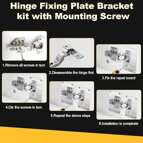 8 PCS Cabinet Hinge Repair Plate, Stainless Steel Cabinet Hinge Repair Kit, Hinge Repair Plate, Cabinet Repair Kit, Kitchen Cupboard Door Hinge Repair Plate, Hinges Repair Fixing Plates with Screw - size: Small-A