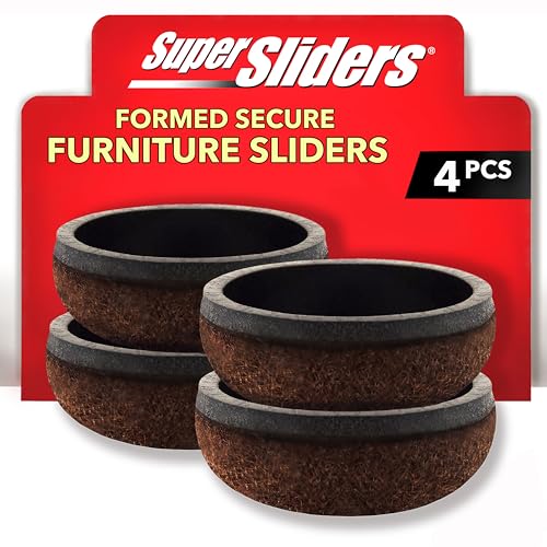 Super Sliders Secure Grip Formed Felt Movers for Furniture to Protect Hard Surfaces, 1.5", Walnut Brown (4 Pack) - color: Brown, size: 1 1/2 Inch, style: 4 Pack