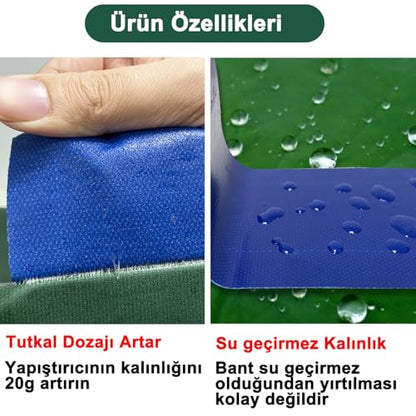 High Adhesive Tarpaulin Repair Tape, Tear Resistance Tent Tarp Repair Patch, Waterproof Heavy Duty Canvas Tarp Repair Tape for Car Boat Truck Roof Camping Woodpile，3.15IN*16.4FT，Green - color: Green