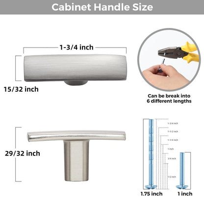 1 Pack Silver Cabinet Knobs - Curved Cabinet Pulls Brushed Nickel Knobs for Kitchen Drawer Solid Dresser Hardware 1-3/4in Length Single Hole - color: Brushed Nickel, size: 1 Pack, style: Curved